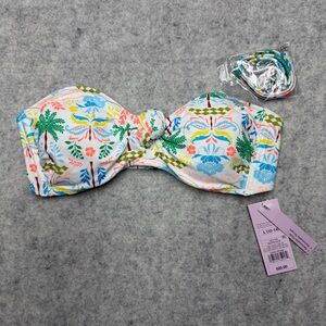 NWT Wild Fable Bikini Top Large White Tropical Print Removable Pads & Strap